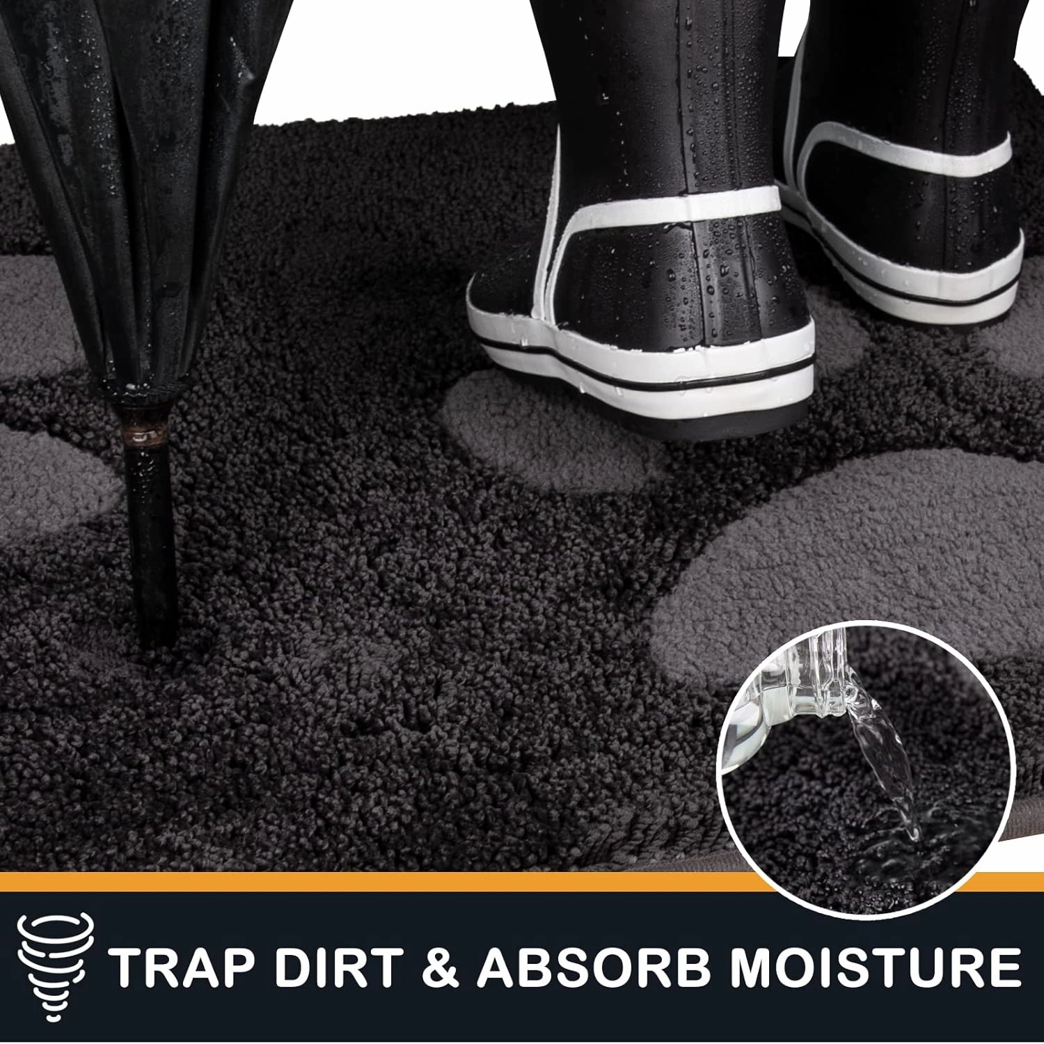 PURRUGS Dirt Trapper Door Mat 32" x 47", Non-Skid/Slip Machine Washable Microfiber Entryway Rug, Dog Doormat, Super Absorbent Welcome Mat for Muddy Wet Shoes and Paws, Charcoal
