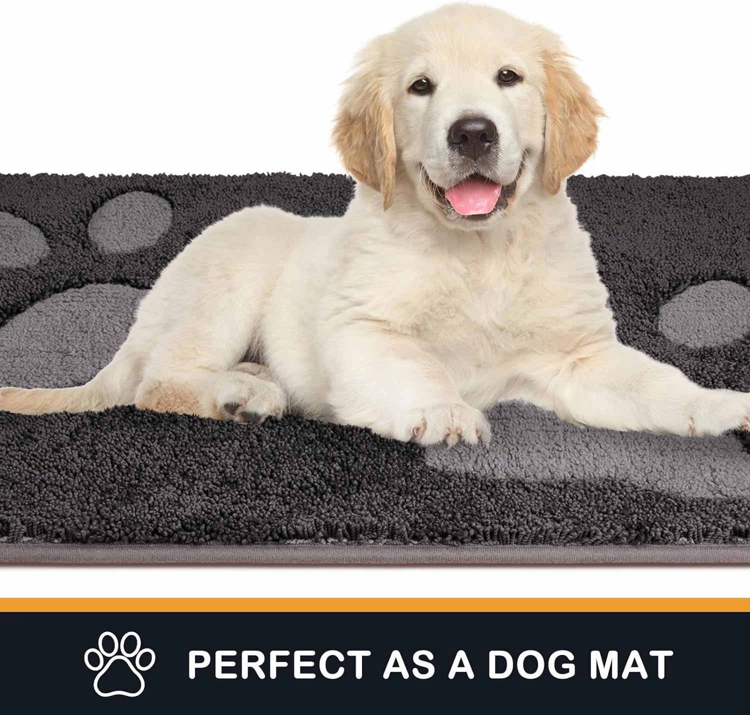 PURRUGS Dirt Trapper Door Mat 32" x 47", Non-Skid/Slip Machine Washable Microfiber Entryway Rug, Dog Doormat, Super Absorbent Welcome Mat for Muddy Wet Shoes and Paws, Charcoal