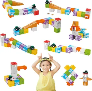 QBI Magnetic Blocks for Toddlers Ages 3  | STEM Montessori Preschool Toy with Wheel Bulldozer | 3D Colorful Magnet Building Blocks for Boys & Girls | Early Learning Sensory Toy – 21 Pieces