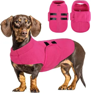 Queenmore Small Dog Sweater, Soft Fleece Vest Pullover Dog Jacket with Leash Hole, Warm Winter Dog Clothes Cold Weather Doggy Dachshund Sweaters for Small Dogs Cats Boy or Girl (Pink, XS)