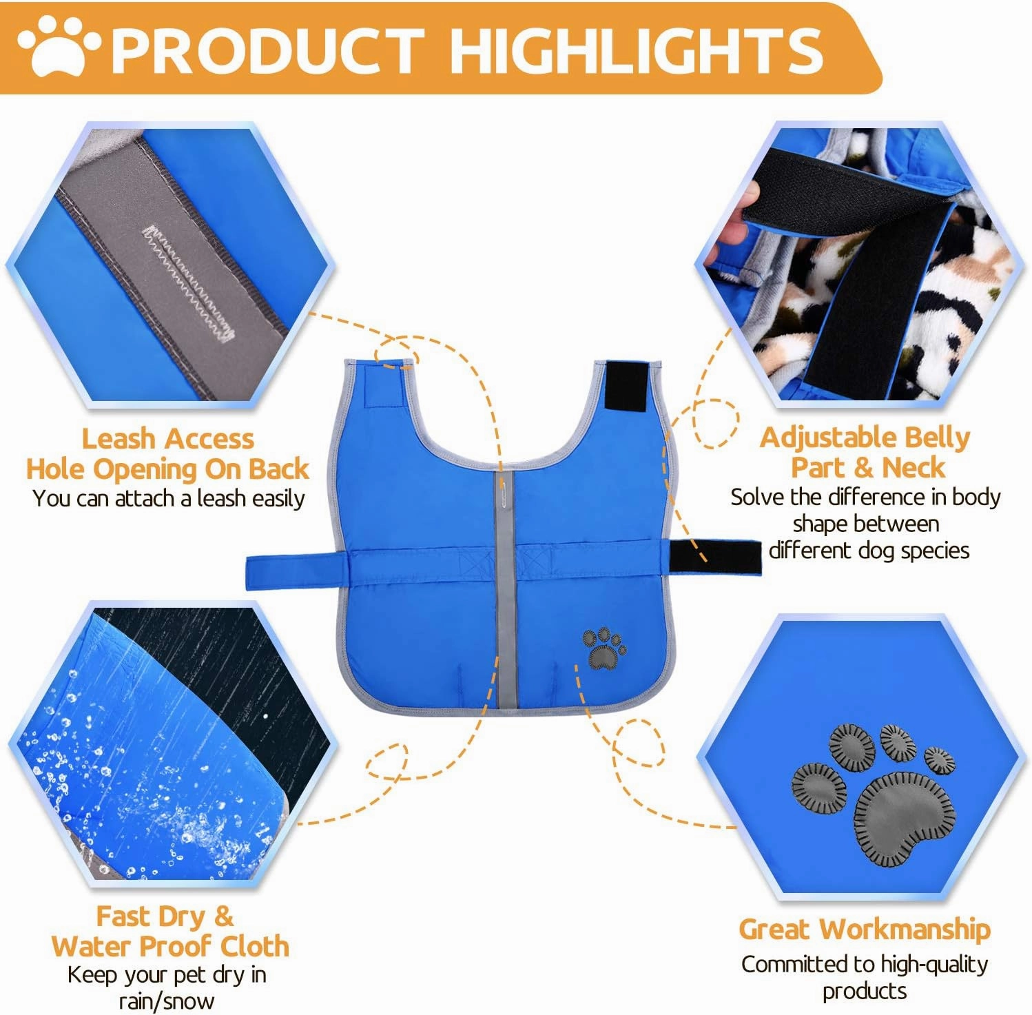 Queenmore Cold Weather Dog Coats Loft Reversible Winter Fleece Dog Vest Waterproof Pet Jacket Available in Extra Small, Small, Medium, Large Extra Large Sizes
