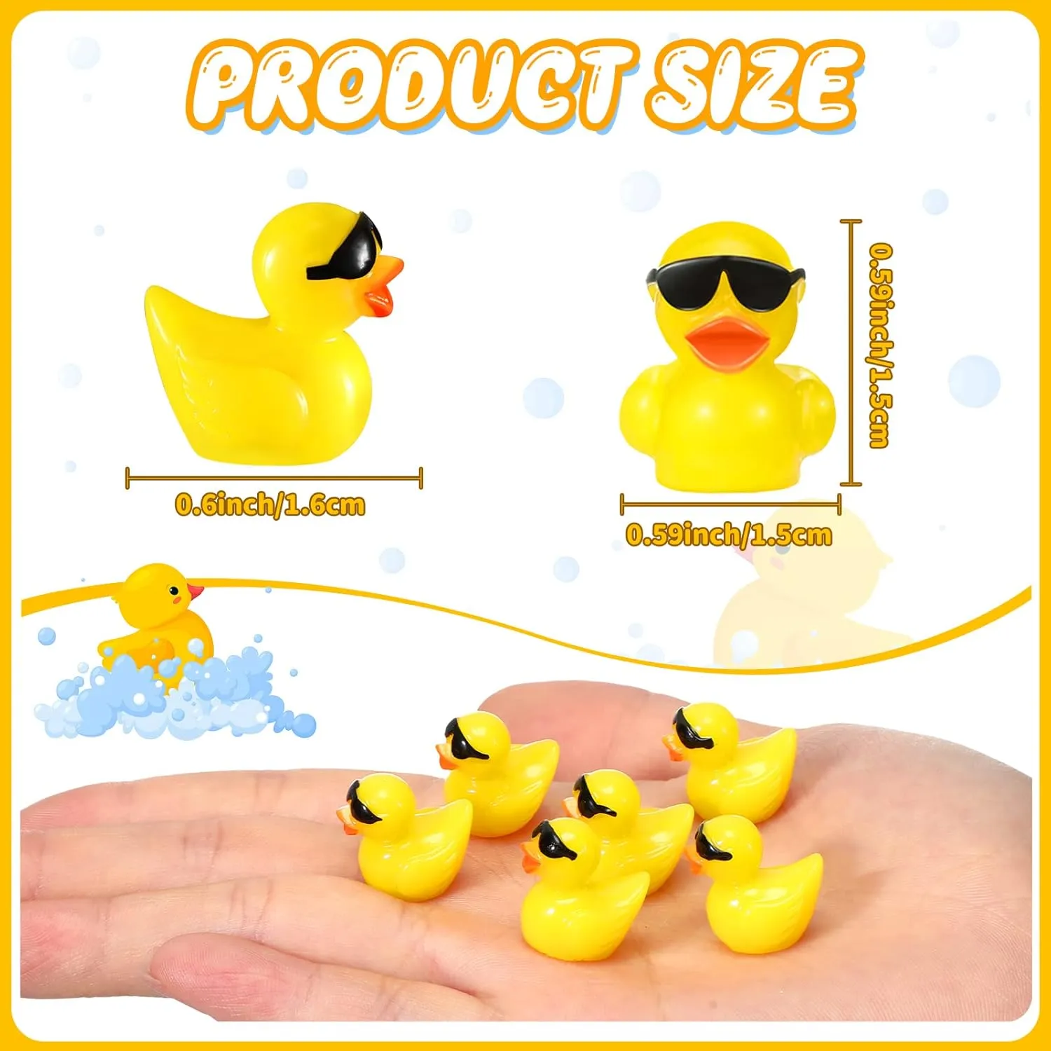 Qunclay 200 Pcs Mini Resin Duck with Sunglasses Bulk Tiny Yellow Duck Figures Miniature Small Animals Tiny Figures Ornament DIY Charms for Garden Landscape Aquarium Dollhouse Project Accessories