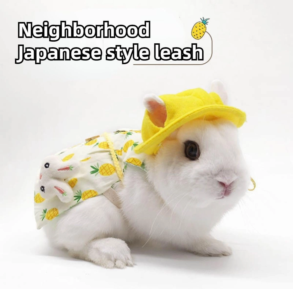 Rabbit Leash and Harness Set - Small Animal Clothes Set Guinea Pig Clothes with Mini Hat and Bag Bunny Vest Harness Small Animal Dress for Rabbit Guinea Pig (Yellow,S)