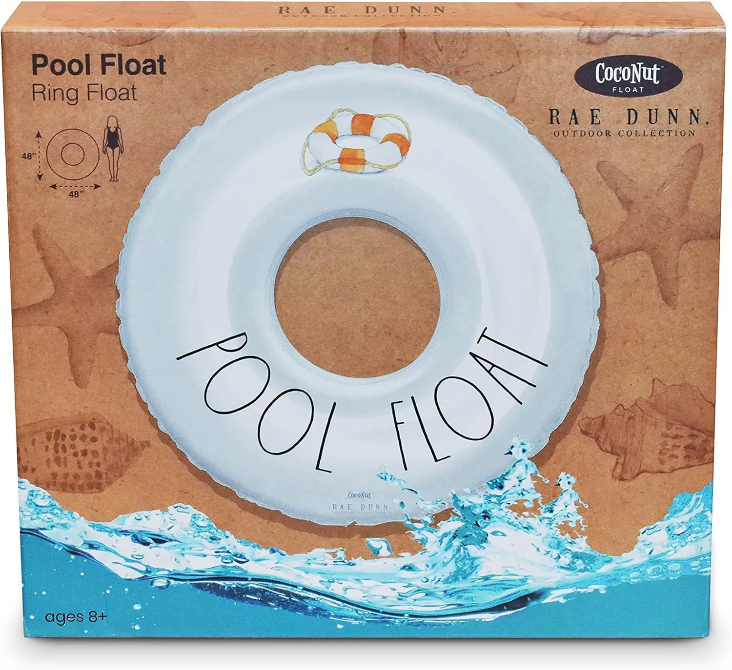Rae Dunn x CocoNut Float Ring Float - Adult Size Large 48 Inch Inflatable Raft & Durable Water Inner Tube - Stable Ride-On for Summer Parties & Swim Events