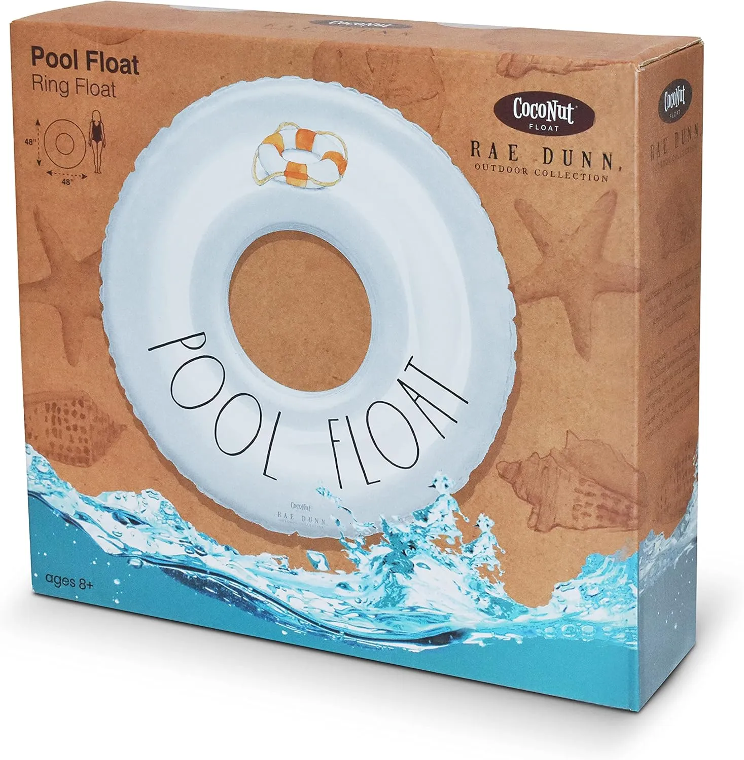 Rae Dunn x CocoNut Float Ring Float - Adult Size Large 48 Inch Inflatable Raft & Durable Water Inner Tube - Stable Ride-On for Summer Parties & Swim Events