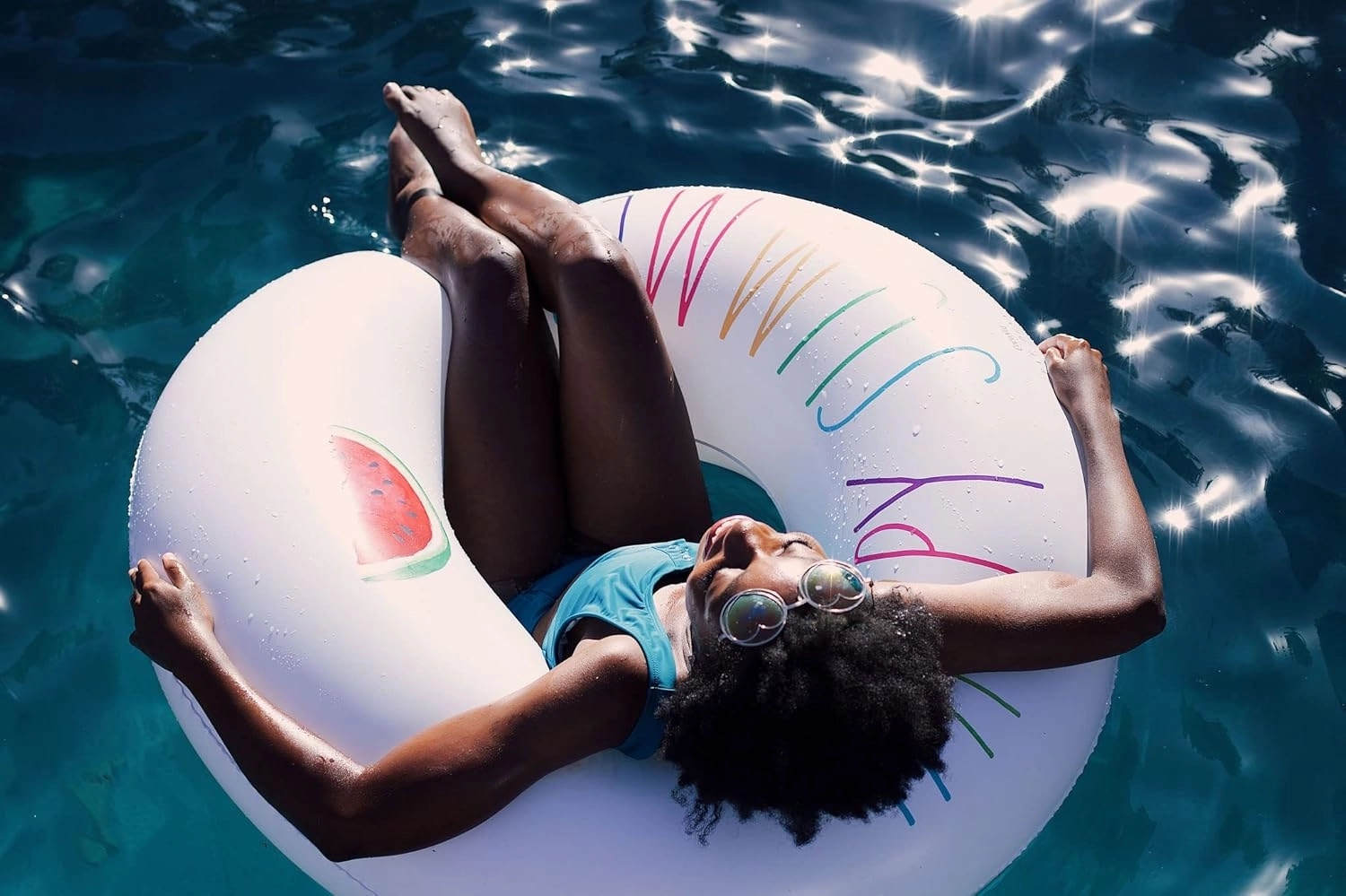 Rae Dunn x CocoNut Float Ring Float - Adult Size Large 48 Inch Inflatable Raft & Durable Water Inner Tube - Stable Ride-On for Summer Parties & Swim Events