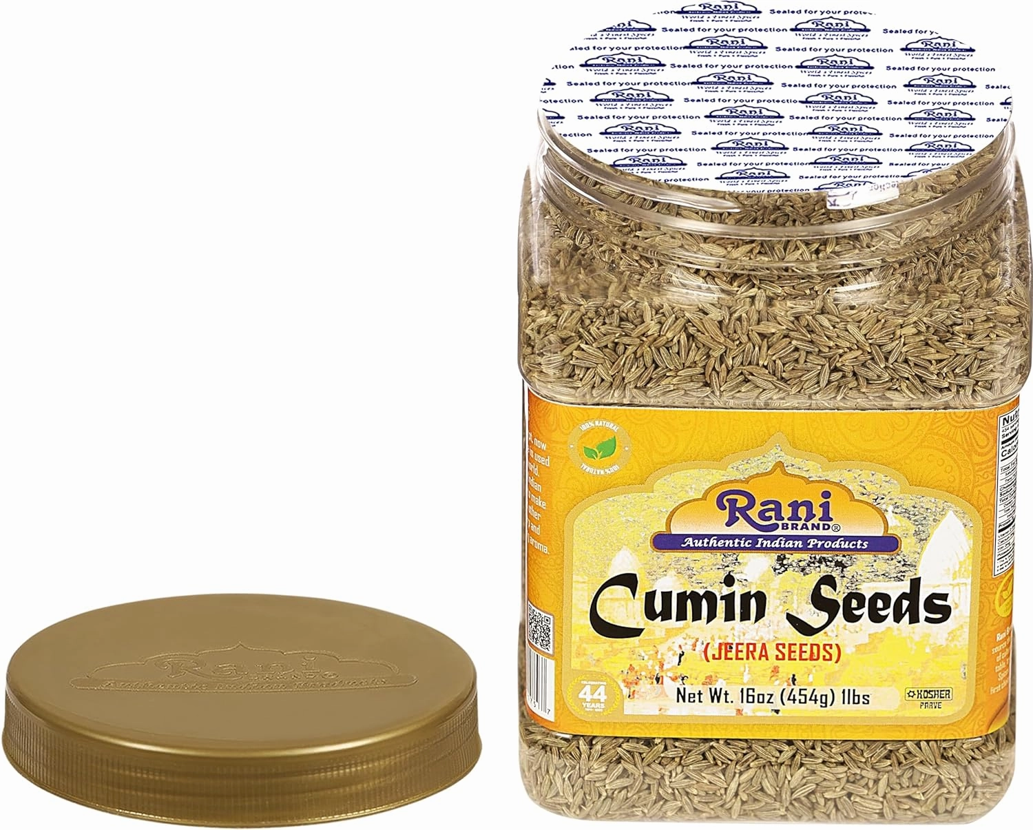 Rani Cumin Seeds Whole (Jeera) Spice 16oz (1lb) 454g PET Jar ~ All Natural | Gluten Friendly | NON-GMO | Kosher | Vegan | Indian Origin