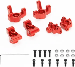 RCAWD Front Spindle Steering Hub Carrier& Caster Block, Front Camber Block C Hub& Rear Hub Carrier for 1/18 Losi Mini-T 2.0,1/16 Losi Mini-B Upgrades Parts #LOS214006, #LOS311005, #LOS214005 Red
