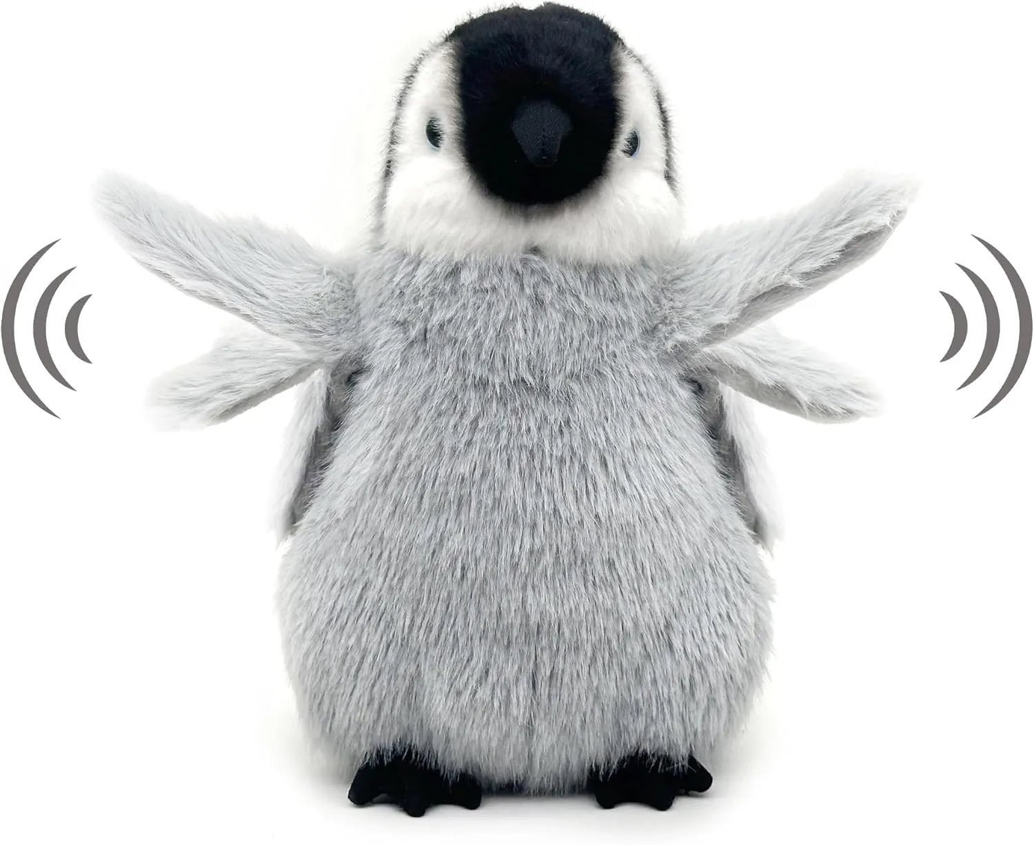 Realistic Baby Penguin Stuffed Animal 10"- Flapping-Wing Penguin Plush Interactive Toy for Kids (Squeeze Belly to Activate)