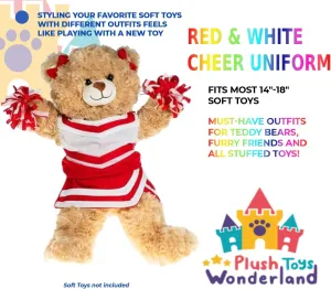 Red and White Cheerleader Uniform 14-18 inch Plush Toy Clothes Soft Stuffed Animal Costume Cheerleading Outfit Dress Accessories for Dolls and Plush Toys