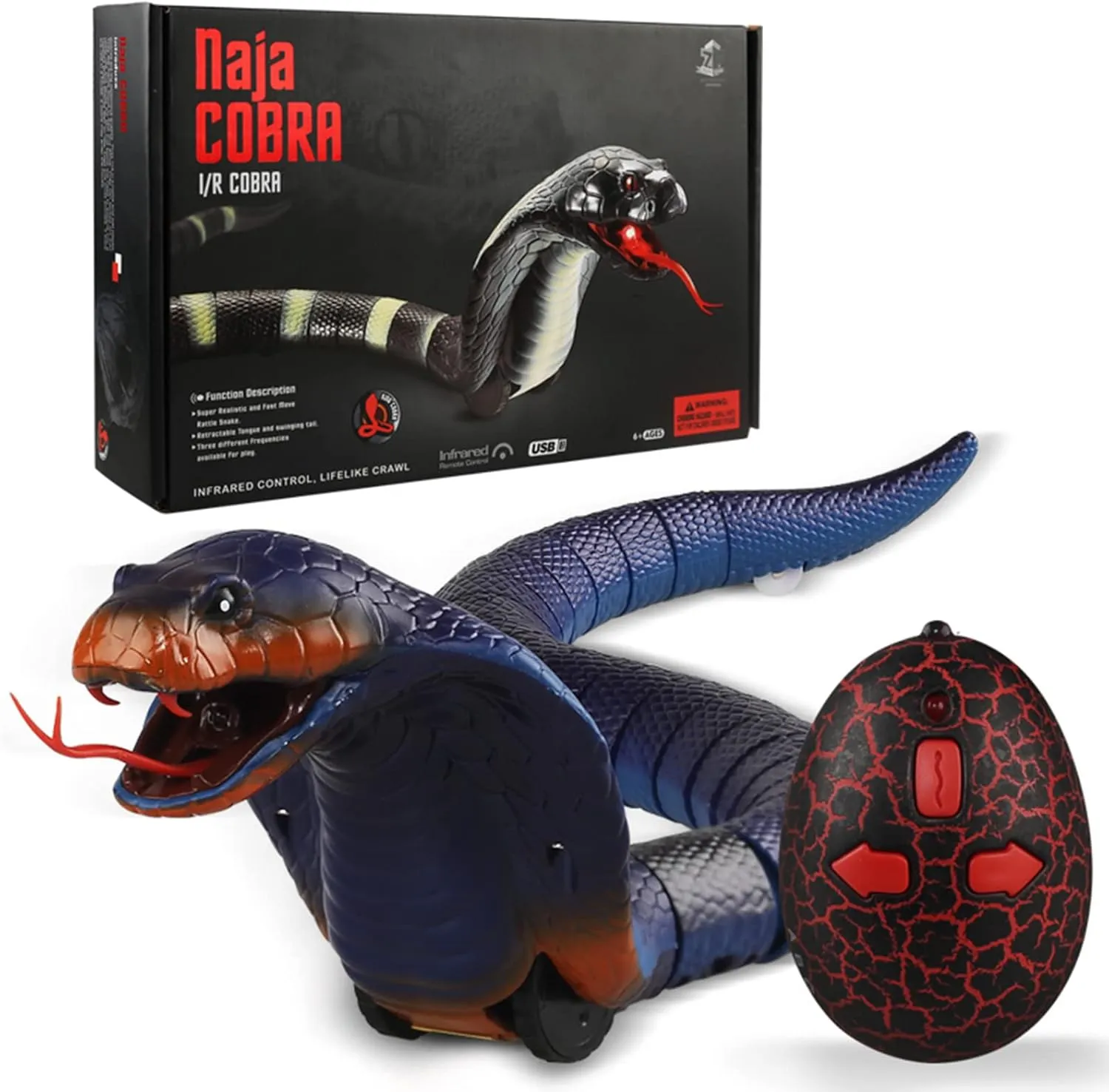 Remote Control Snake Toy RC&Robot Electric Snake Toy Fast Moving of Fake Rattlesnake Christmas Halloween Toys Party Favor Gifts Joke Prank for Kids Boys(Blue)