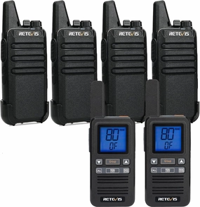 Retevis RT22 Small Walkie Talkies (4 Pack) Bundle with RB67 Mini Walkie Talkies for Adults (2 Pack),Rugged Two Way Radio for School Church Restaurant Commercial Pet Care Cruises Hiking