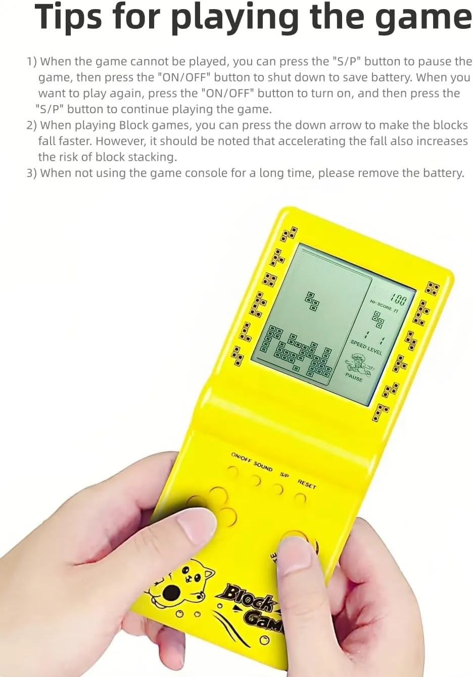Retro Classic Block Game Console Multiple Games Adjustable Level/Speed Handheld Porable Console Brick Game/Racing/Tank Battle Puzzle Game Electronic Toys Children/Friends (Black)