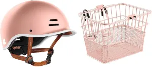 Retrospec Remi Adult Bike Helmet and Apollo Detachable Front Bike Basket Bundle - Protective Bicycle Helmet with 11 Vents and Steel Half-Mesh Basket with Integrated Detachable Hooks