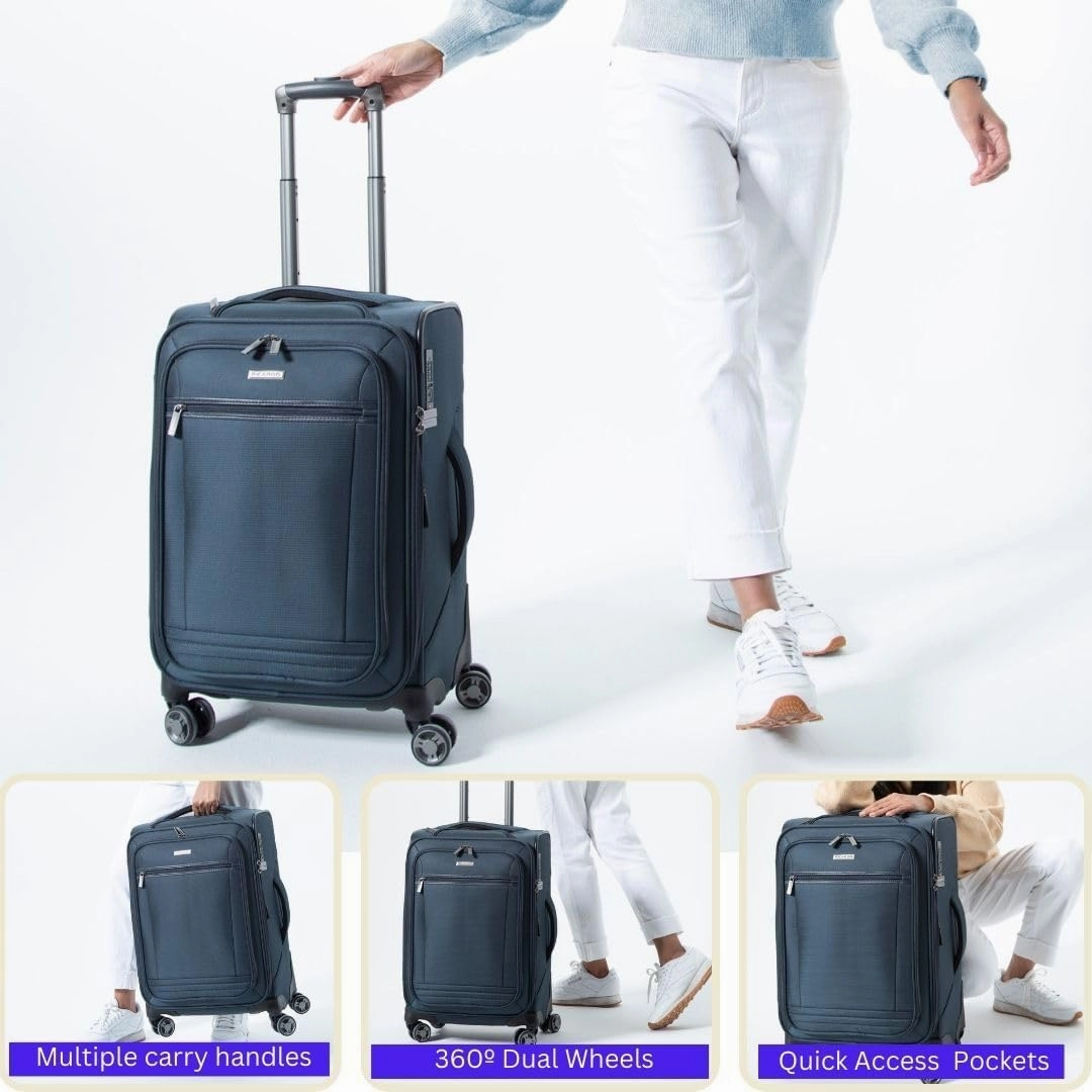 Ricardo Beverly Hills Avalon Softside Carry-On Luggage Made with Sustainable 100% Recycled PET (rPET), Lightweight, Eco-Friendly Travel, Expandable, Dual Spinner Wheels, Serengeti Night, 20-inch