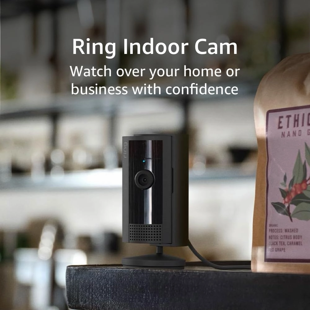 Ring Indoor Cam (newest model) — Home or business security in 1080p HD video, Black