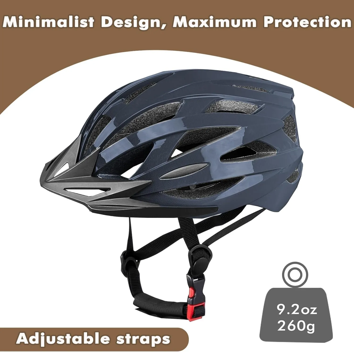 Road Bike Helmet Adult Men & Women, Adjustable Lightweight Design (22-24.5 Inches) - Vented, Removable Visor & Reflective White, for Day and Night Commuting & Sports | CPSC Certified