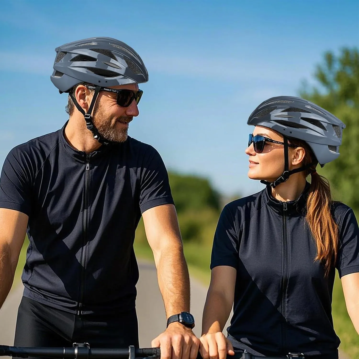 Road Bike Helmet Adult Men & Women, Adjustable Lightweight Design (22-24.5 Inches) - Vented, Removable Visor & Reflective White, for Day and Night Commuting & Sports | CPSC Certified