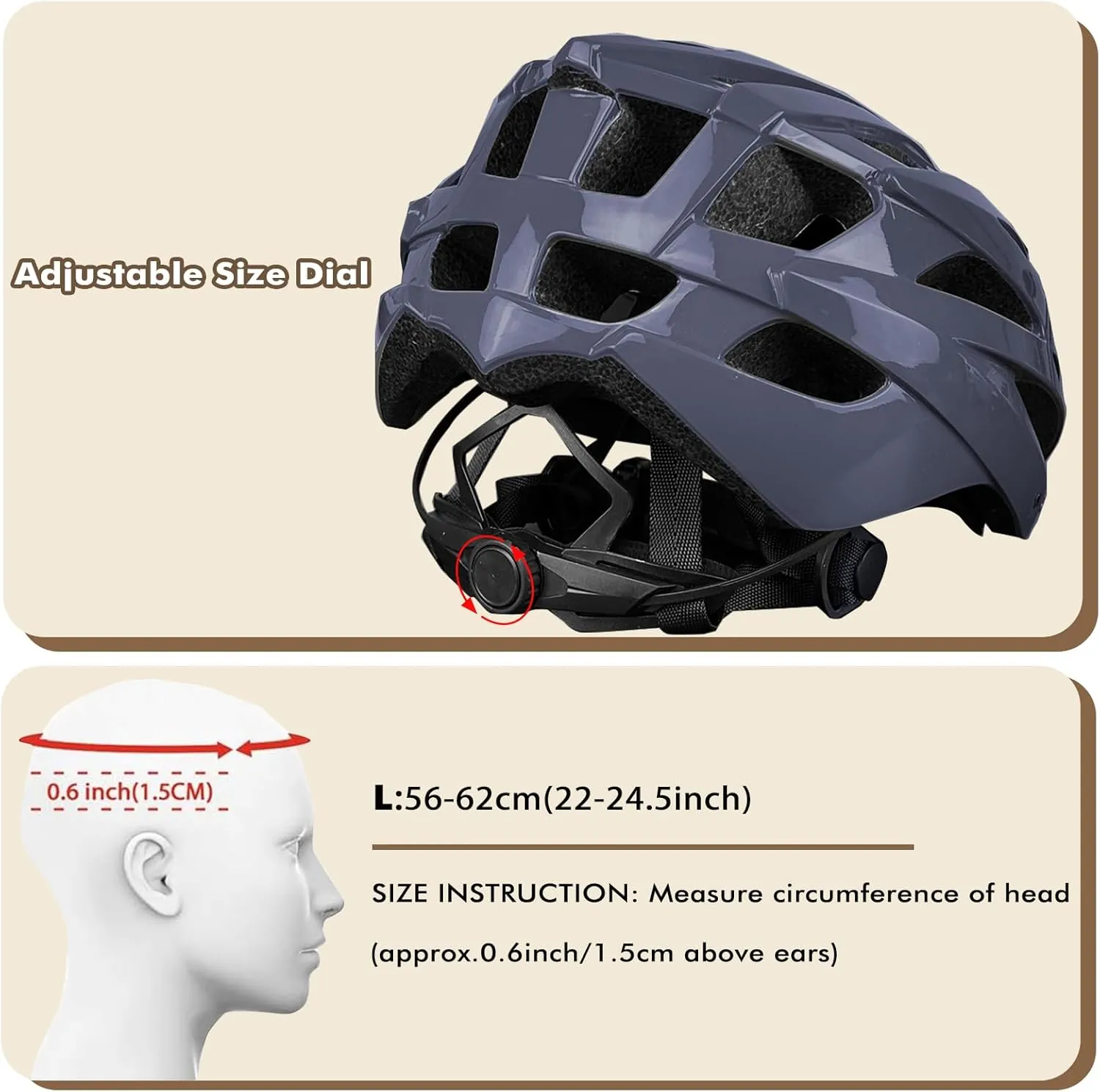 Road Bike Helmet Adult Men & Women, Adjustable Lightweight Design (22-24.5 Inches) - Vented, Removable Visor & Reflective White, for Day and Night Commuting & Sports | CPSC Certified
