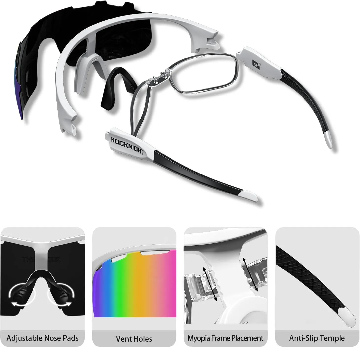 ROCKNIGHT HD Polarized Sports Sunglasses for Cycling, Biking, Baseball & Volleyball Etc- UV Protection, Lightweight & Durable