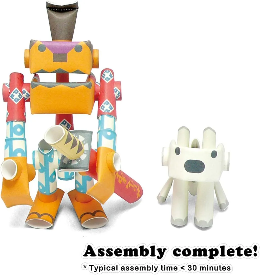 Rokusuke & Hachi Samurai & His Dog - Japanese 3D Paper Puzzle DIY Robot kit for Kids and Origami Kit for Adults