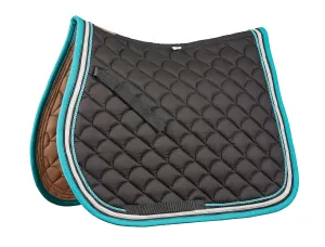 Roma Crescent All Purpose Saddle Pad, Black/Grey /Turquoise, Full