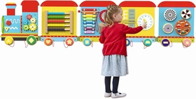 RosedateTrain Activity Wall Busy Board Panels, Montessori Sensory Toys, Sensory Wall Panel for Kids, Wooden Learning Toys, Educational Toy for Toddler Playroom & Children's Daycare