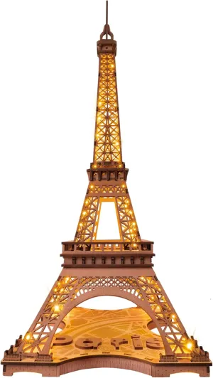 Rowood Eiffel Tower,3D Puzzle Model Kits for Adults,DIY 3D Wooden Puzzles for Adults,Builing Set with LED,Home Decoration Festival Gift Idea