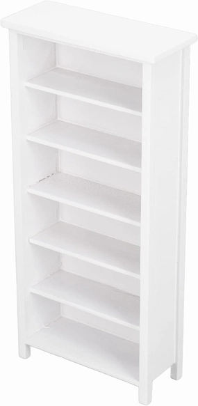 RTLR Dollhouse Book Cabinet, Simulation Decorative Dollhouse Birch Miniature Bookshelf 1:12 Scale for Childrens Home (White Bookcase)