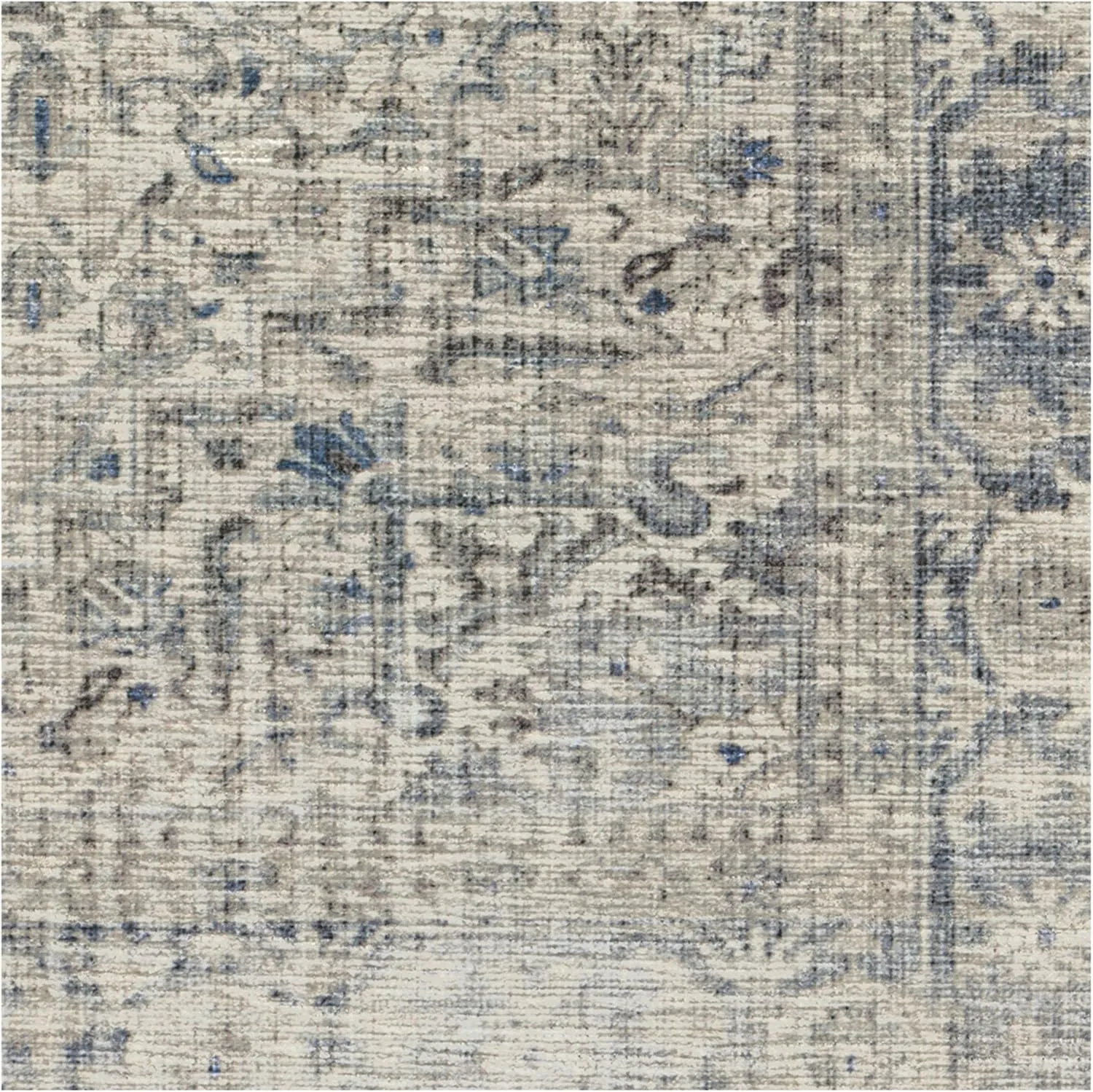 Ruggable Washable 2x10 Runner Rug, Kamran Blue Quartz, Premium Vintage Rugs for Hallway, Kitchen, Entryway, Living Room, Bedroom, Office with Gripper Non Slip Pad