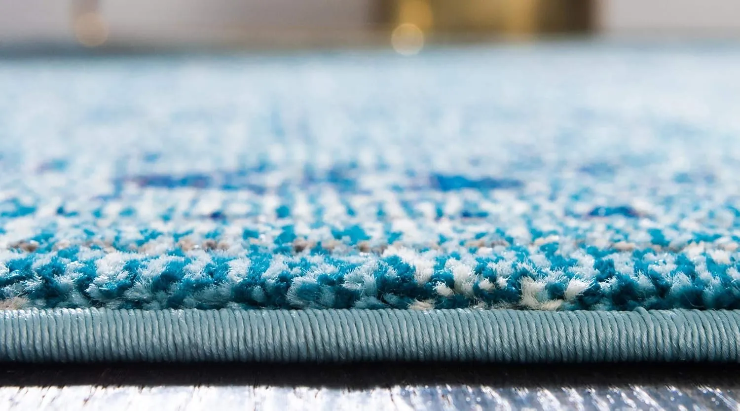 Rugs.com Fleur Collection Rug – 10 Ft Runner Light Blue Medium-Pile Rug Perfect for Hallways, Entryways