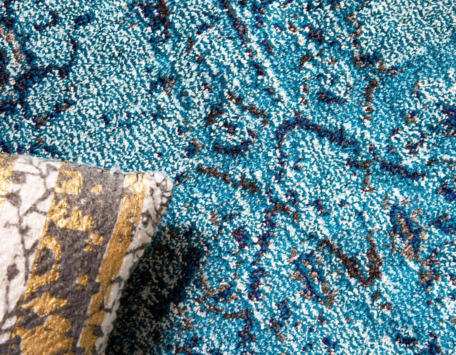 Rugs.com Fleur Collection Rug – 10 Ft Runner Light Blue Medium-Pile Rug Perfect for Hallways, Entryways