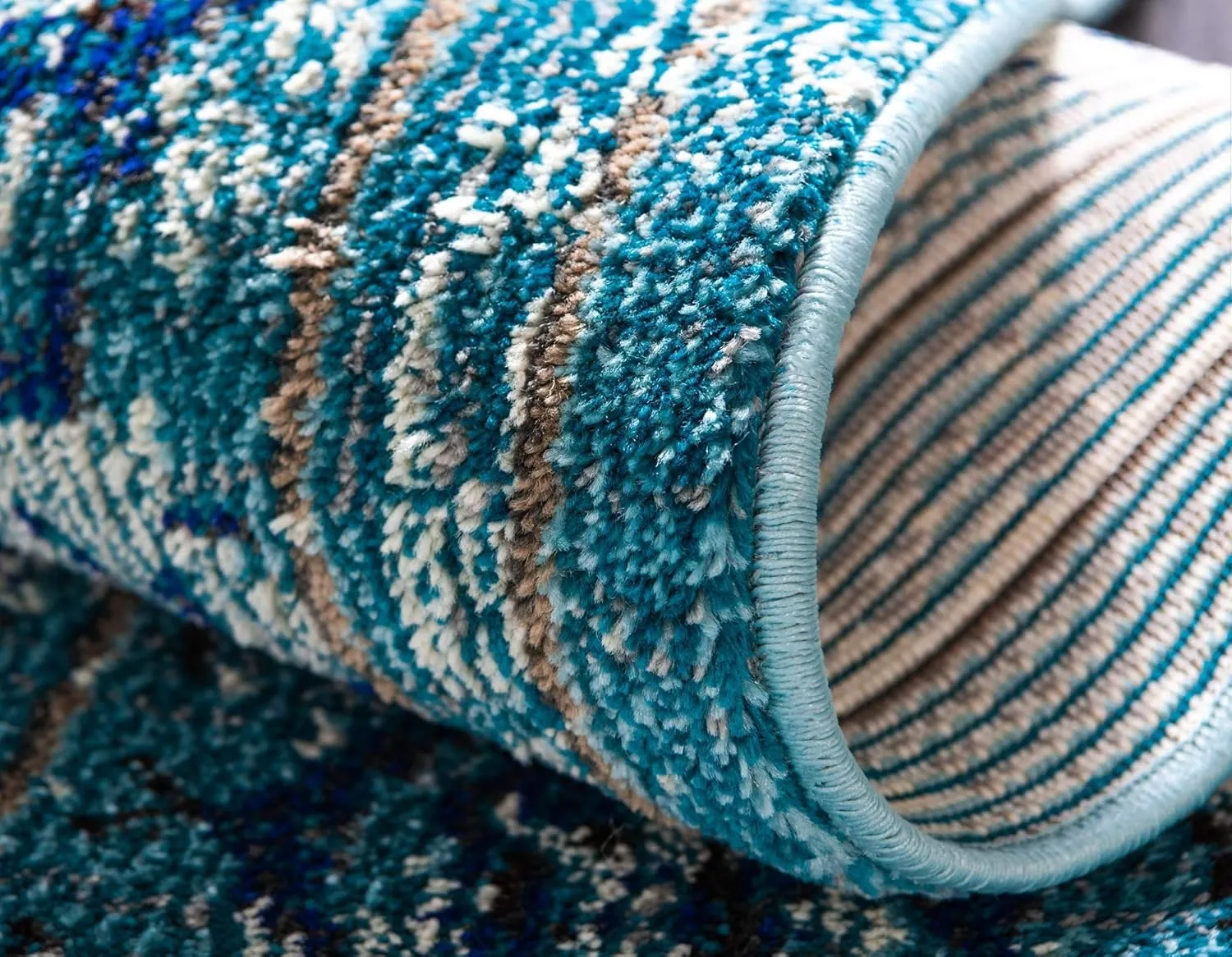 Rugs.com Fleur Collection Rug – 10 Ft Runner Light Blue Medium-Pile Rug Perfect for Hallways, Entryways