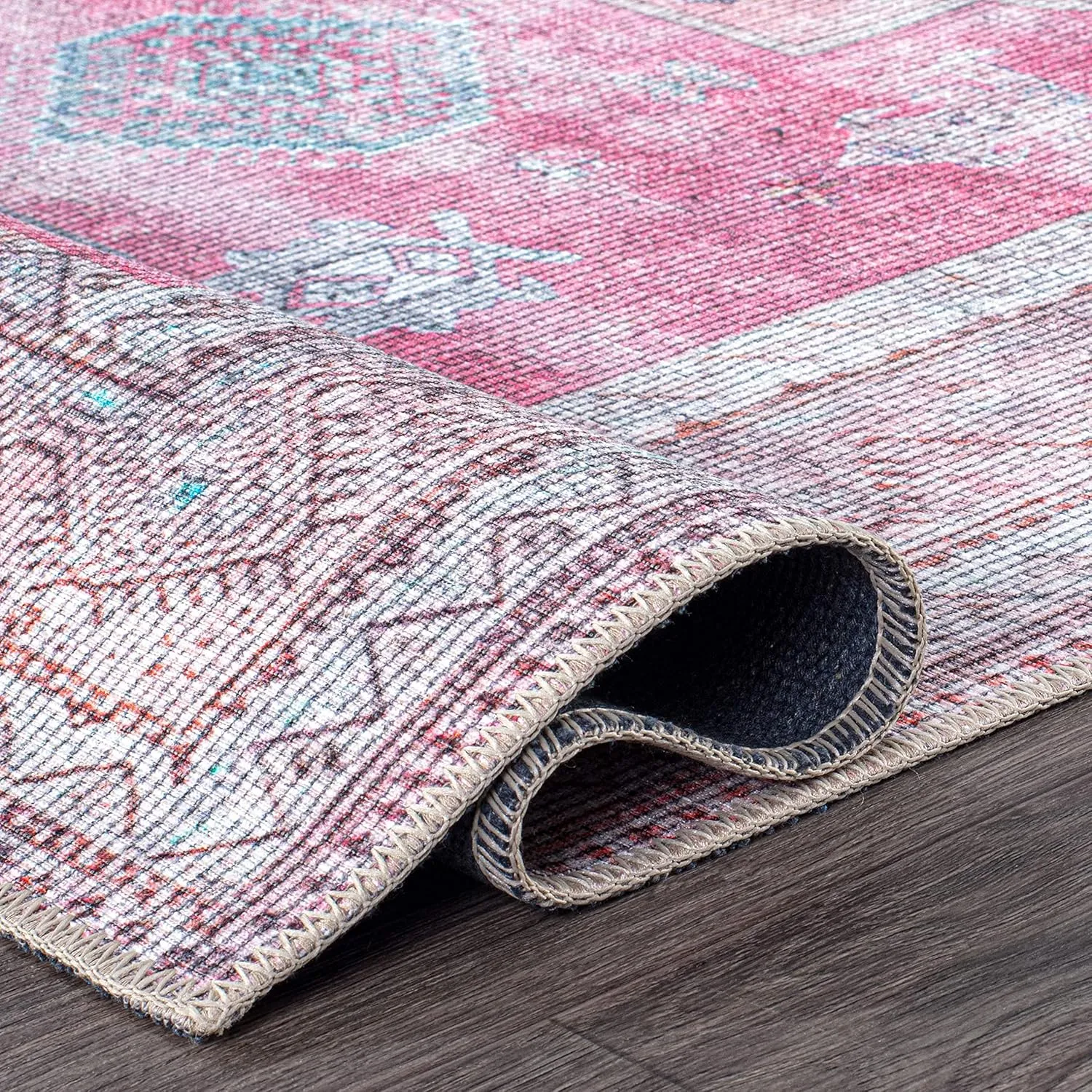 Rugshop Distressed Transitional Bohemian Stain Resistant Flat Weave Eco Friendly Premium Recycled Machine Washable Area Rug 3'3"x5' Multi