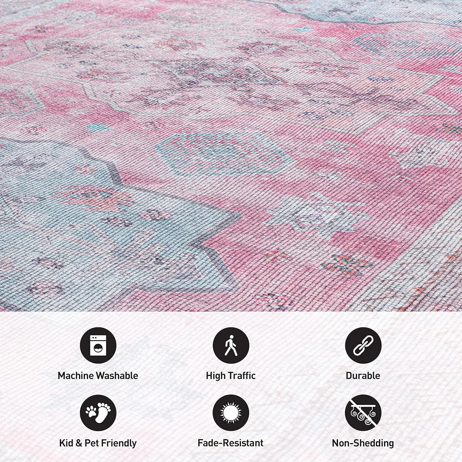 Rugshop Distressed Transitional Bohemian Stain Resistant Flat Weave Eco Friendly Premium Recycled Machine Washable Area Rug 3'3"x5' Multi