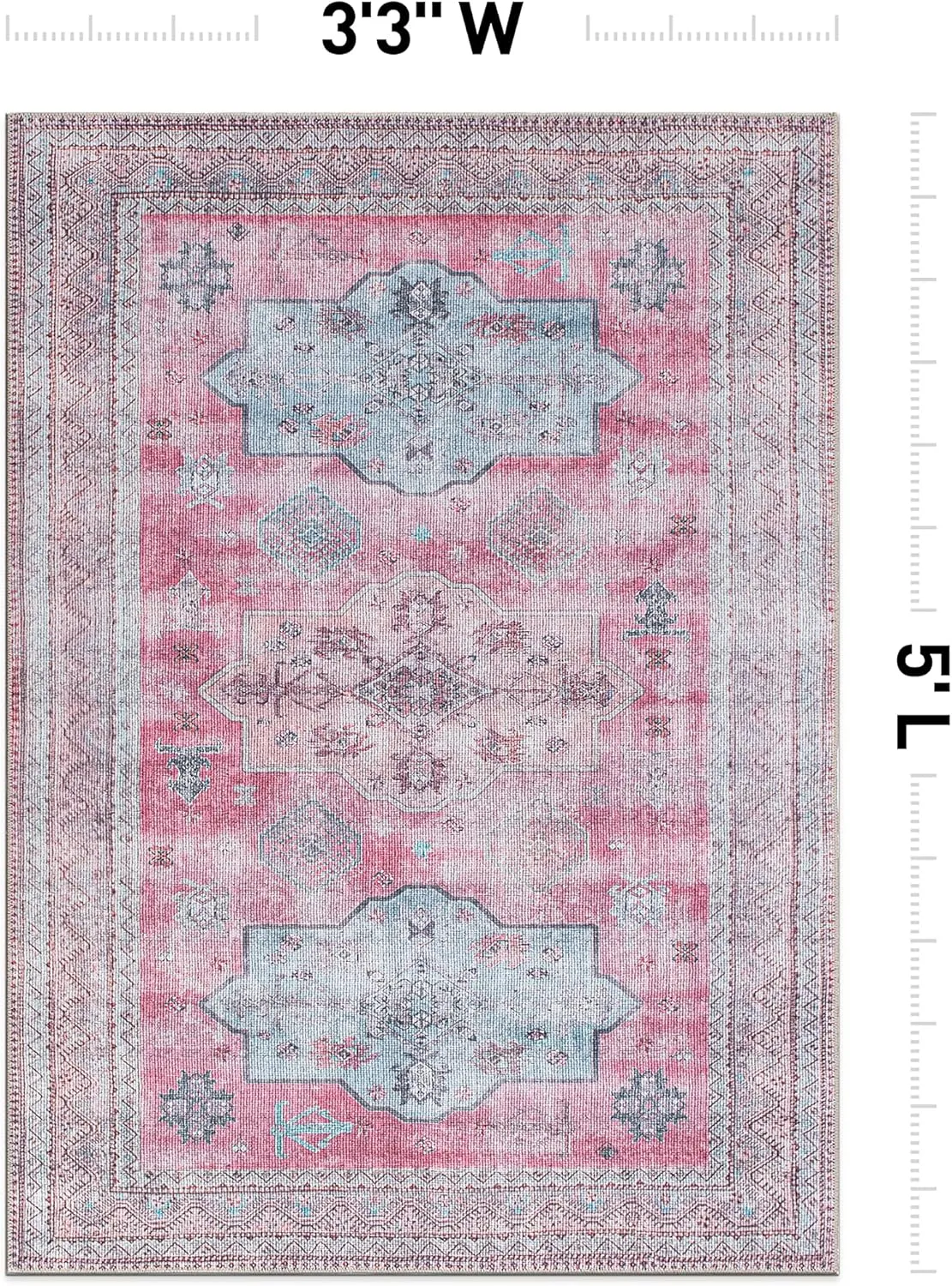 Rugshop Distressed Transitional Bohemian Stain Resistant Flat Weave Eco Friendly Premium Recycled Machine Washable Area Rug 3'3"x5' Multi