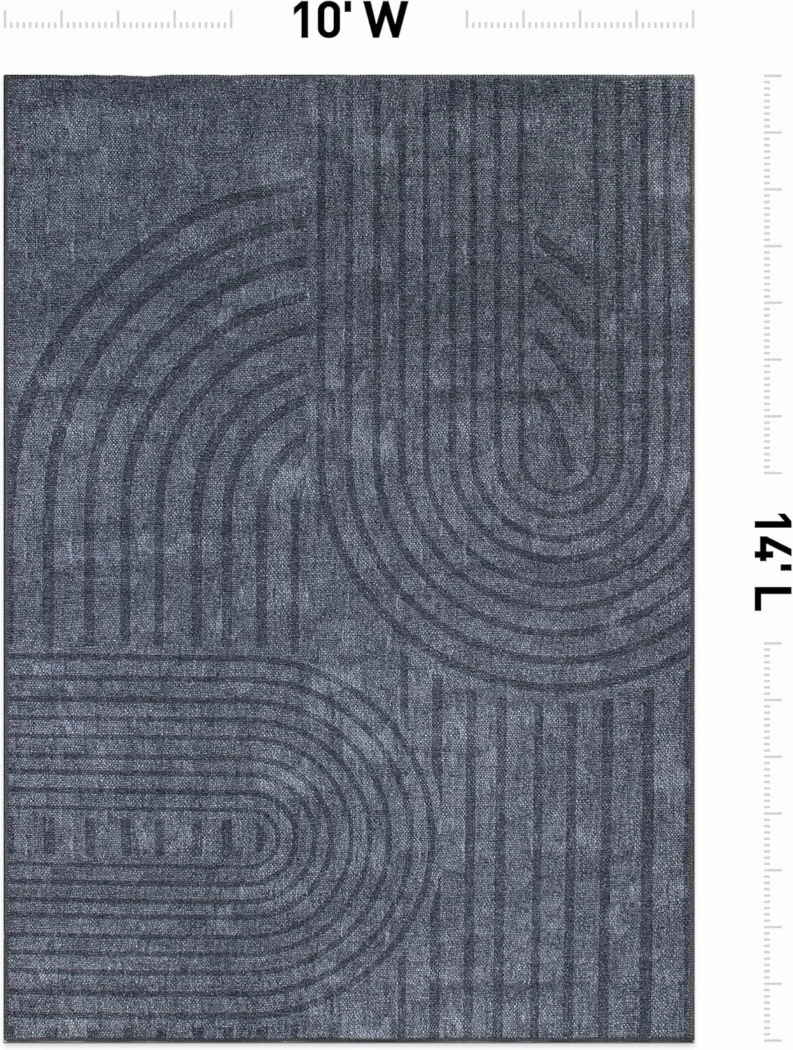 Rugshop Contemporary Lines Plaid Stain Resistant Flat Weave Eco Friendly Premium Recycled Machine Washable Area Rug 10'x14' Dark Gray