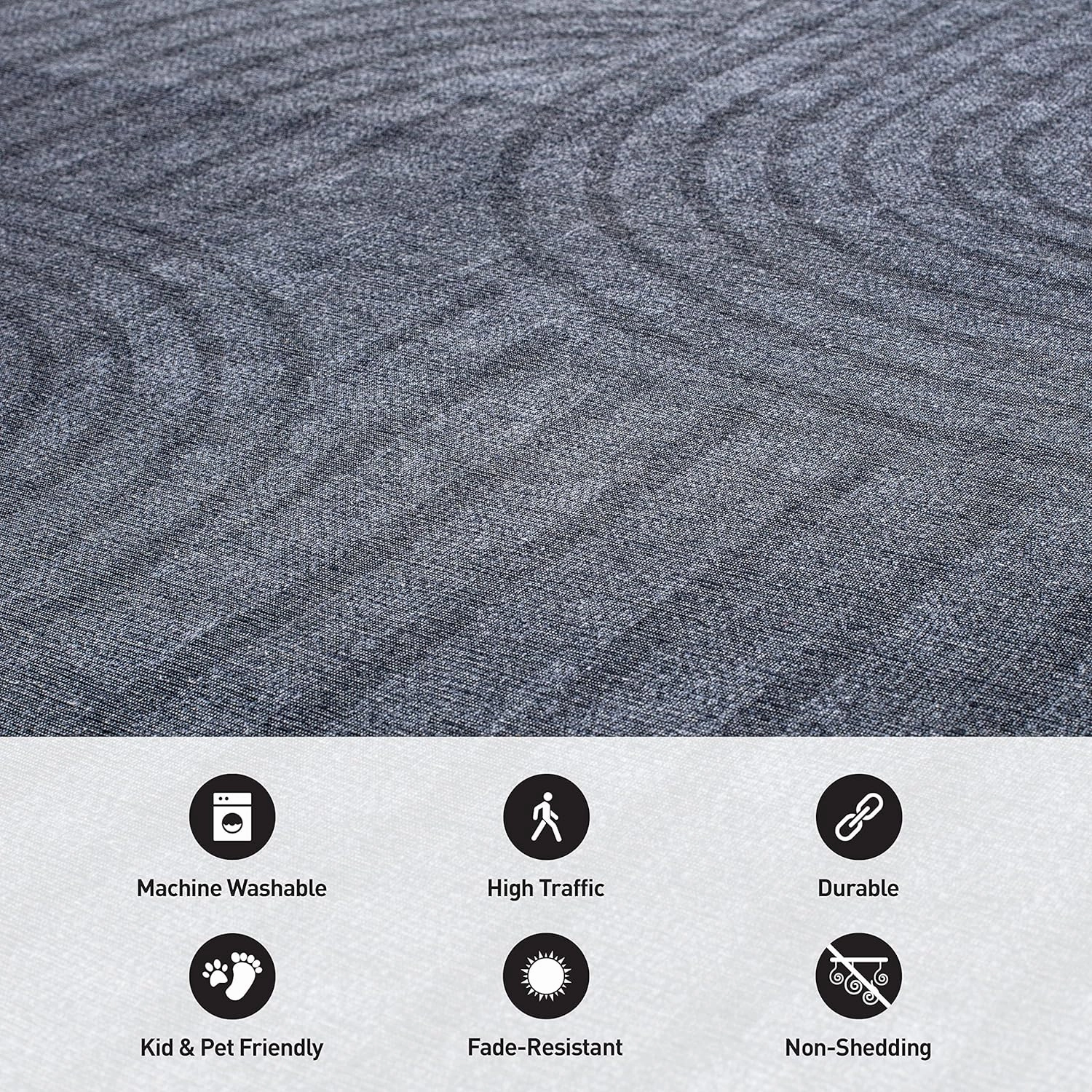 Rugshop Contemporary Lines Plaid Stain Resistant Flat Weave Eco Friendly Premium Recycled Machine Washable Area Rug 10'x14' Dark Gray