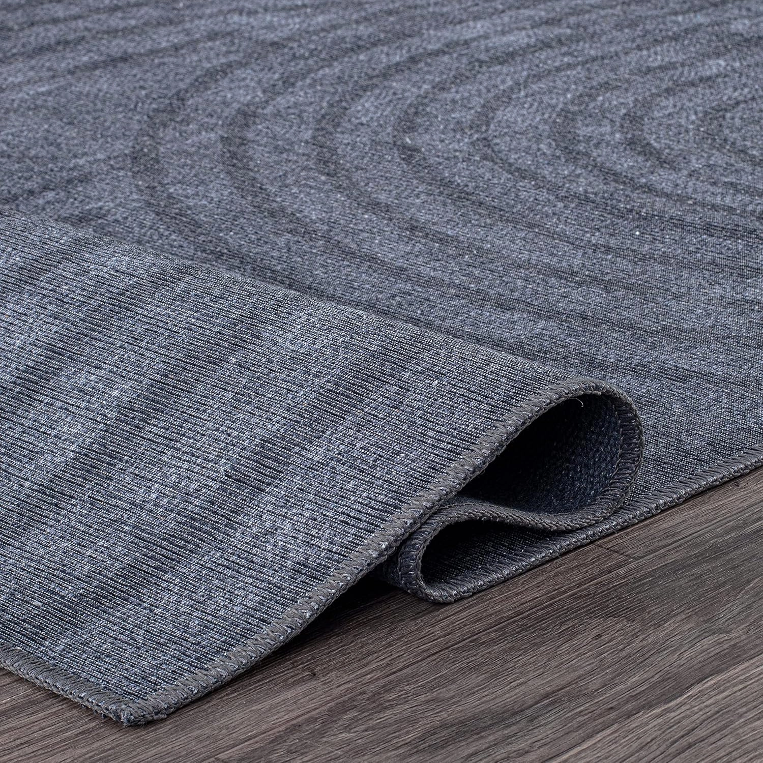 Rugshop Contemporary Lines Plaid Stain Resistant Flat Weave Eco Friendly Premium Recycled Machine Washable Area Rug 10'x14' Dark Gray