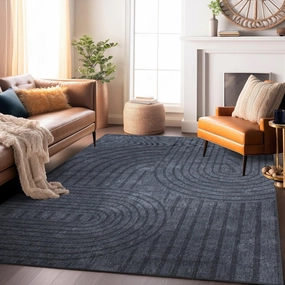 Rugshop Contemporary Lines Plaid Stain Resistant Flat Weave Eco Friendly Premium Recycled Machine Washable Area Rug 10'x14' Dark Gray