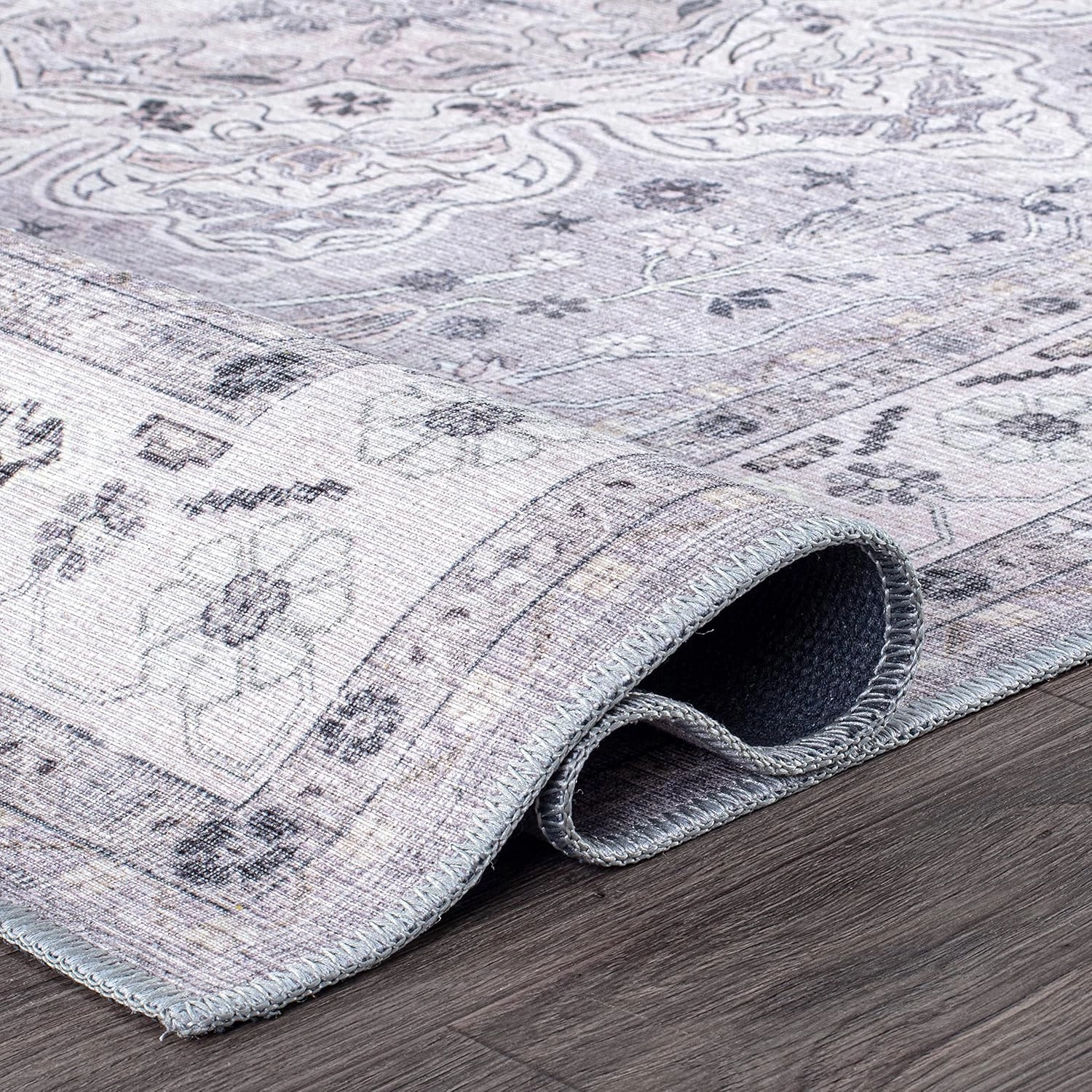 Rugshop Transitional Medallion Stain Resistant Flat Weave Eco Friendly Premium Recycled Machine Washable Runner Rug 2'6"x10' Gray