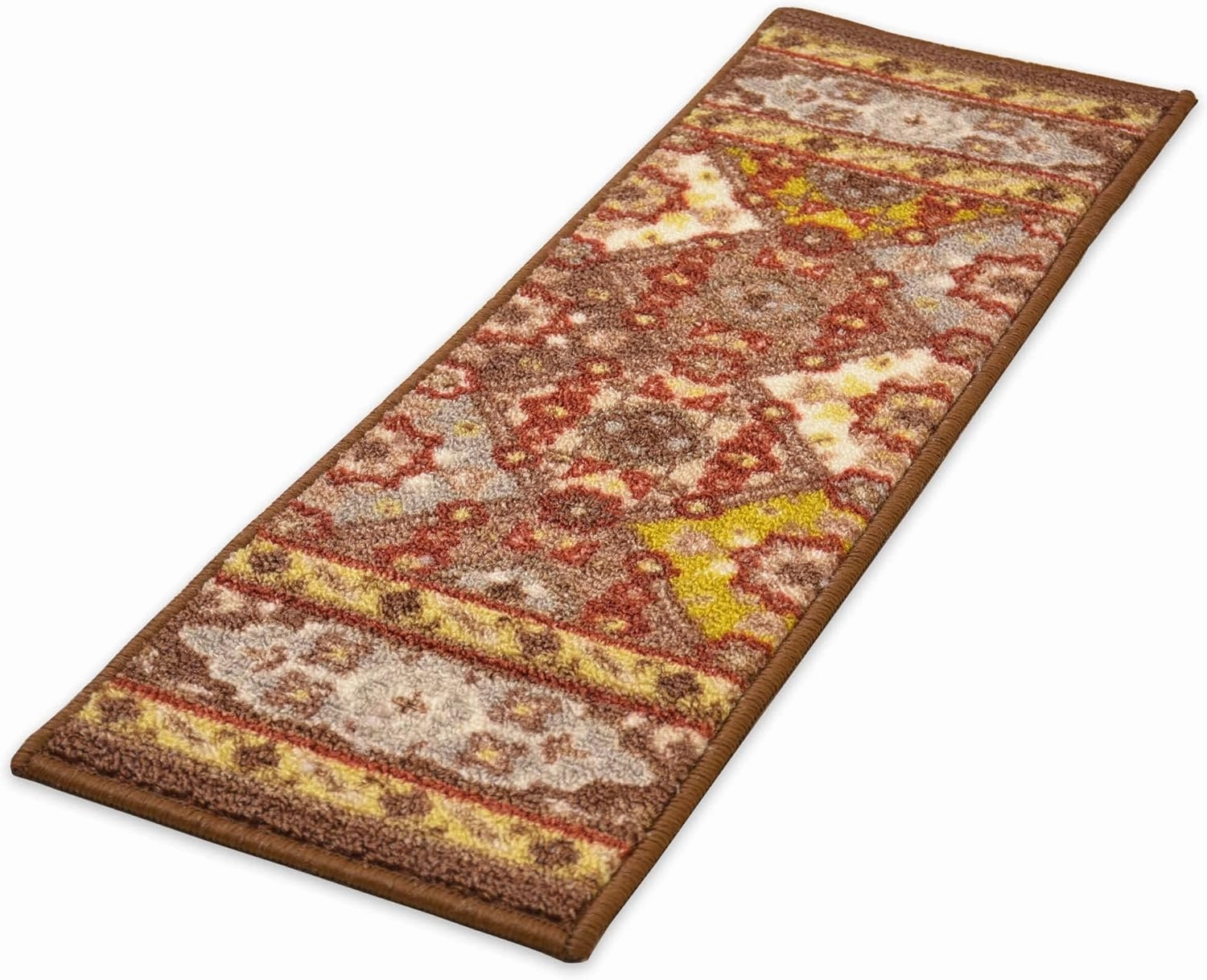 RugStylesOnline Stair Treads Skid Slip Resistant Backing Indoor Carpet Stair Treads Bakhtiari Persian Oriental Design Stair Tread 8 ½ inch x 26 ¼ inch (Set of 2, Taupe Multi Color)