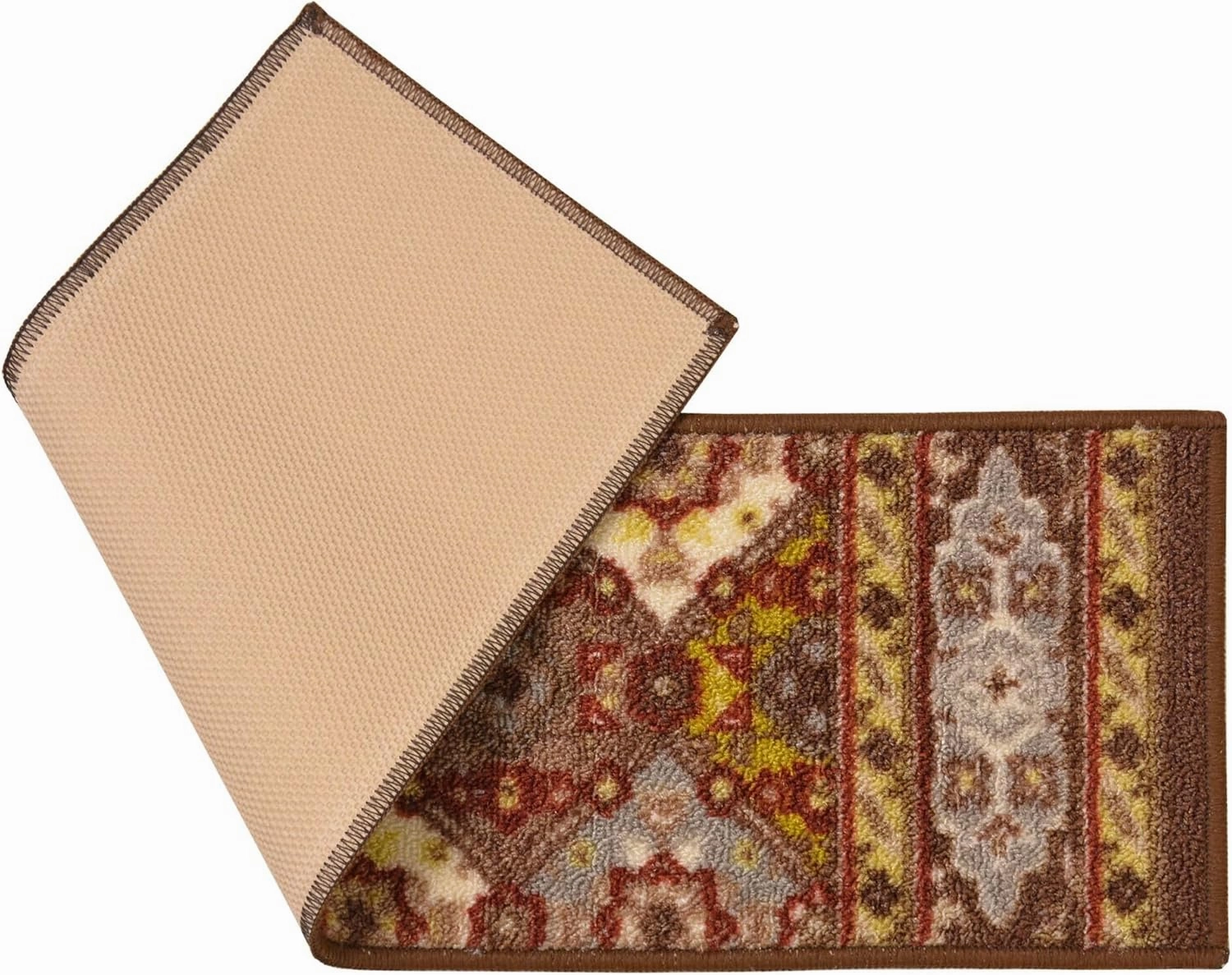 RugStylesOnline Stair Treads Skid Slip Resistant Backing Indoor Carpet Stair Treads Bakhtiari Persian Oriental Design Stair Tread 8 ½ inch x 26 ¼ inch (Set of 2, Taupe Multi Color)