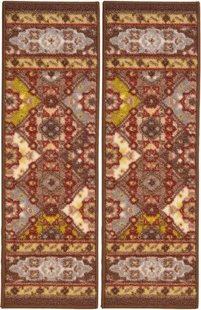 RugStylesOnline Stair Treads Skid Slip Resistant Backing Indoor Carpet Stair Treads Bakhtiari Persian Oriental Design Stair Tread 8 ½ inch x 26 ¼ inch (Set of 2, Taupe Multi Color)