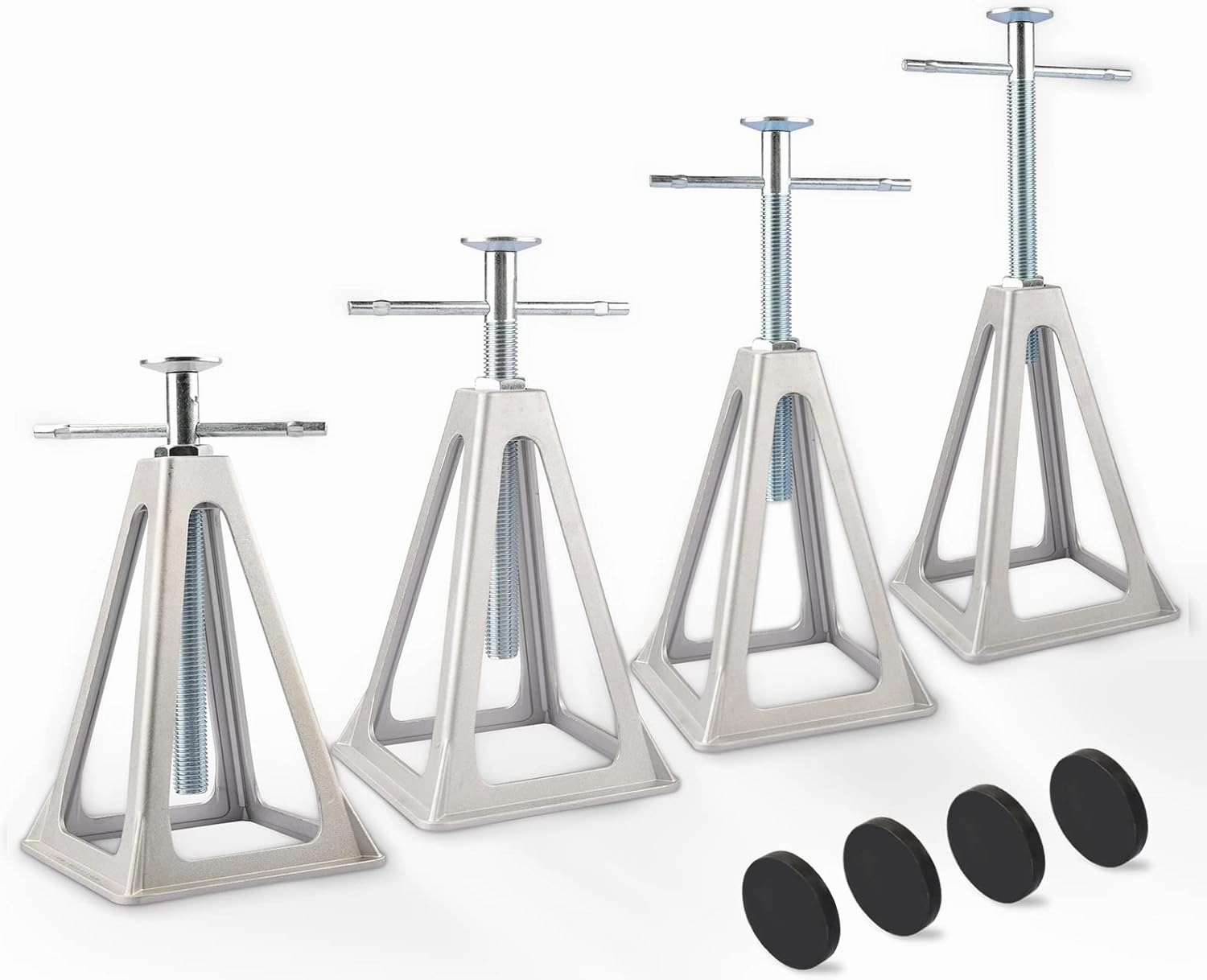 RVMATE Stack Jack 4 Pack with Cover, for RV, Camper and Trailer Stabilization, Aluminum RV stabilizer, Adjustable from 11 inch to 17 inch