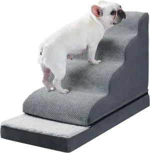 Ryoizen Dog Stairs with Detachable Non-Slip Beds for Small Dogs, Cats & Puppies - Up to 23'' Height, Waterproof Washable Memory Foam Crate Bed