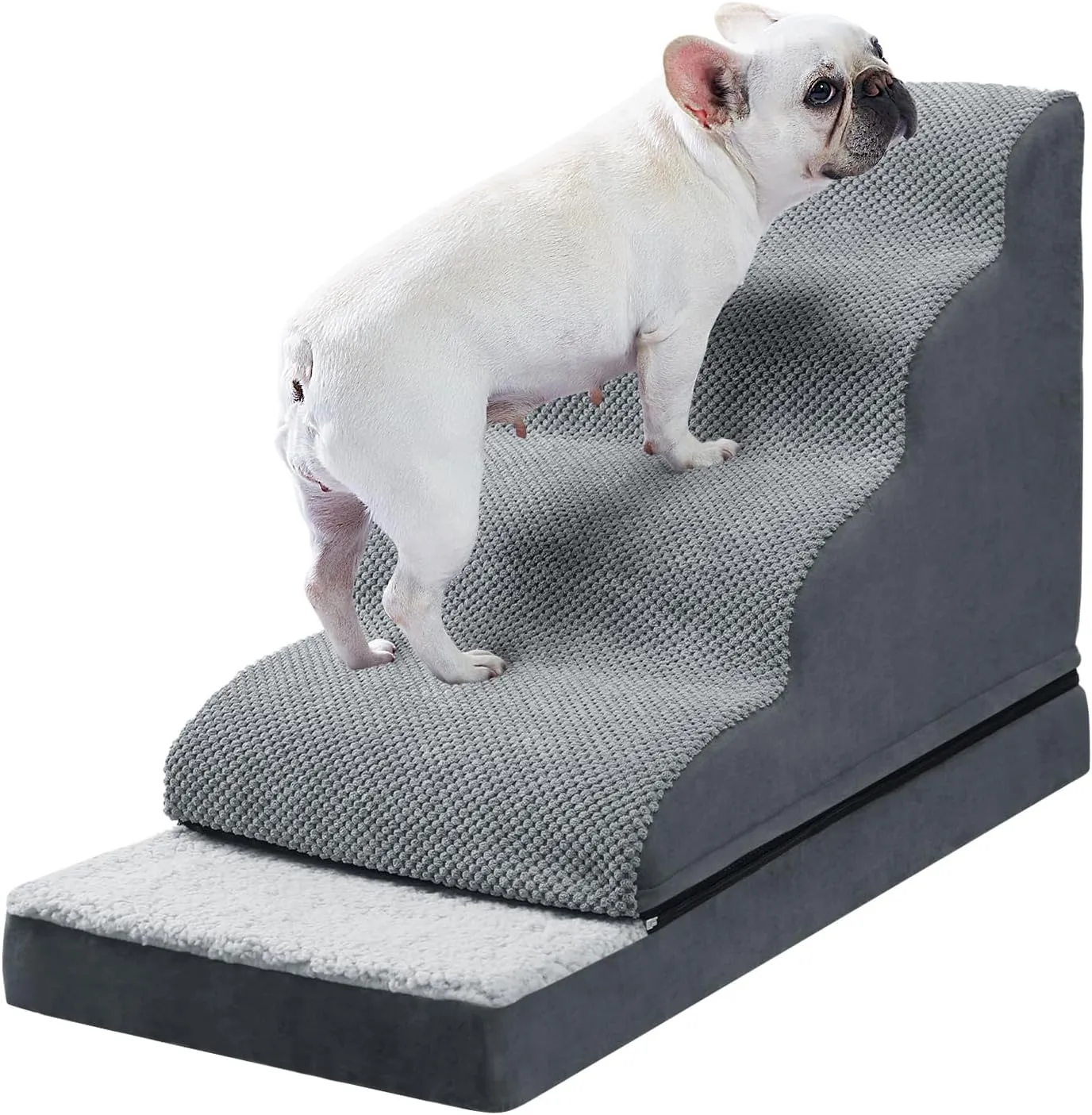 Ryoizen Dog Stairs with Detachable Non-Slip Beds for Small Dogs, Cats & Puppies - Up to 23'' Height, Waterproof Washable Memory Foam Crate Bed