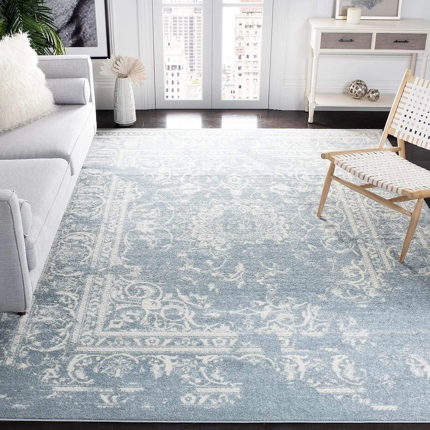 SAFAVIEH Area Rug 8x10 - Adirondack Collection - Large - Slate & Ivory, Oriental Distressed Design, Non-Shedding & Easy Cleaning, Ideal for Living Room, Bedroom, Office, Dining Space (ADR101T)