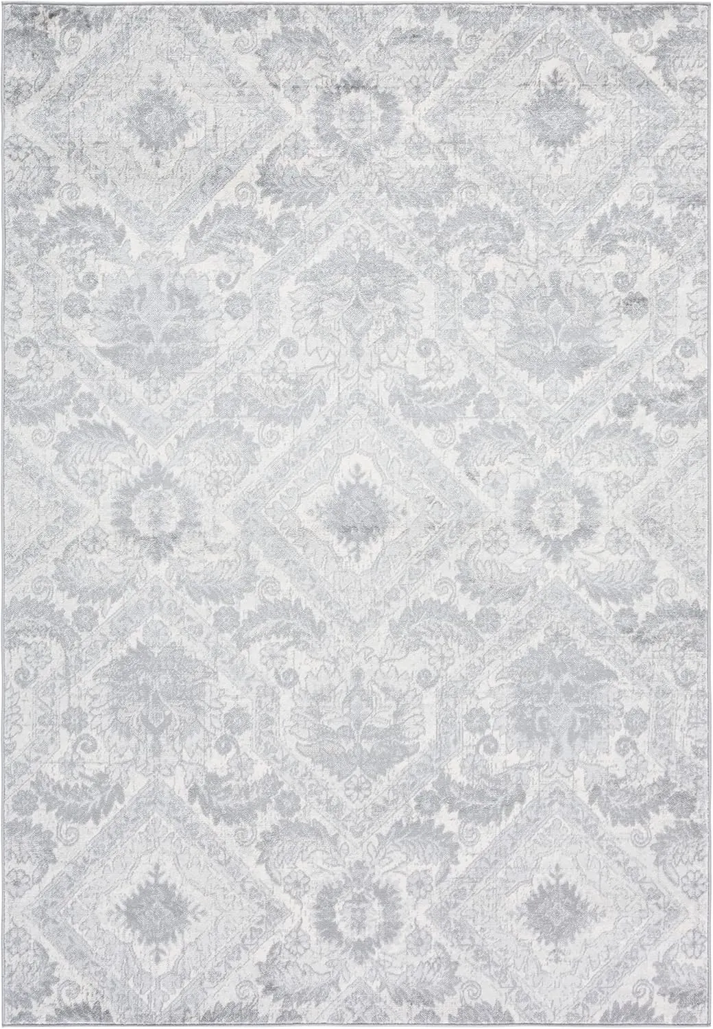 Safavieh Area Rug 8x10 - Brentwood Collection - Large - Grey & Light Grey, Diamond Damask Design, Non-Shedding & Easy Cleaning, Ideal for Living Room, Bedroom, Office, Dining Space (BNT827F)