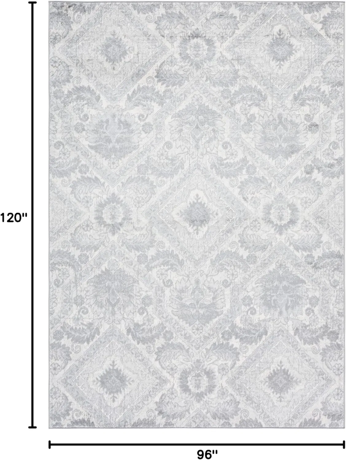 Safavieh Area Rug 8x10 - Brentwood Collection - Large - Grey & Light Grey, Diamond Damask Design, Non-Shedding & Easy Cleaning, Ideal for Living Room, Bedroom, Office, Dining Space (BNT827F)